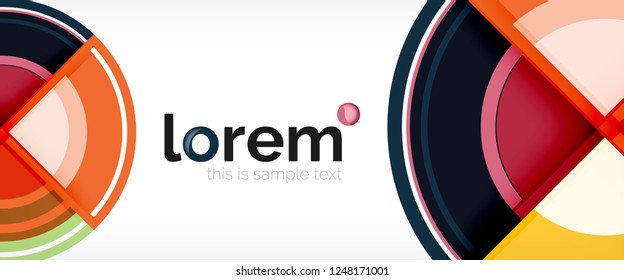 Modern geometric circles abstract background, colorful round shapes with shadow effects, vector illustration