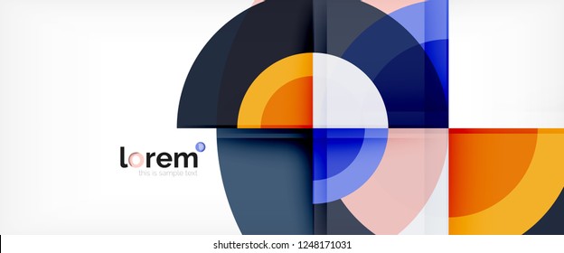 Modern geometric circles abstract background, colorful round shapes with shadow effects, vector illustration