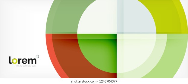 Modern geometric circles abstract background, colorful round shapes with shadow effects, vector illustration