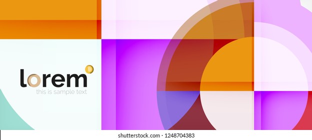 Circulos geométricos modernos fondo abstracto, formas redondeadas coloridas con efectos de sombra, ilustración vectorial