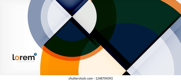 Modern geometric circles abstract background, colorful round shapes with shadow effects, vector illustration