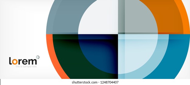 Modern geometric circles abstract background, colorful round shapes with shadow effects, vector illustration