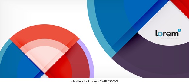 Modern geometric circles abstract background, colorful round shapes with shadow effects, vector illustration