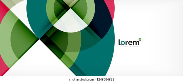 Modern geometric circles abstract background, colorful round shapes with shadow effects, vector illustration