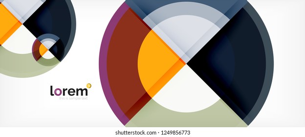Modern geometric circles abstract background, colorful round shapes with shadow effects, vector illustration