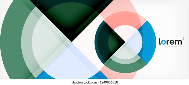 Modern geometric circles abstract background, colorful round shapes with shadow effects, vector illustration