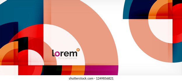 Moderne geometrische Kreise, abstrakter Hintergrund, bunte runde Formen mit Schatteneffekten, Vektorgrafik