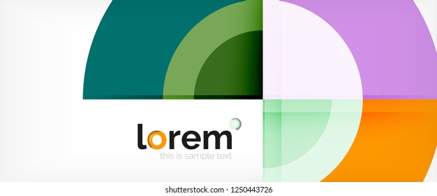 Circulos geométricos modernos fondo abstracto, formas redondeadas coloridas con efectos de sombra, ilustración vectorial