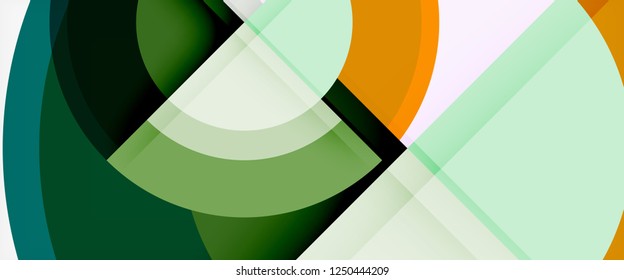 Circulos geométricos modernos fondo abstracto, formas redondeadas coloridas con efectos de sombra, ilustración vectorial