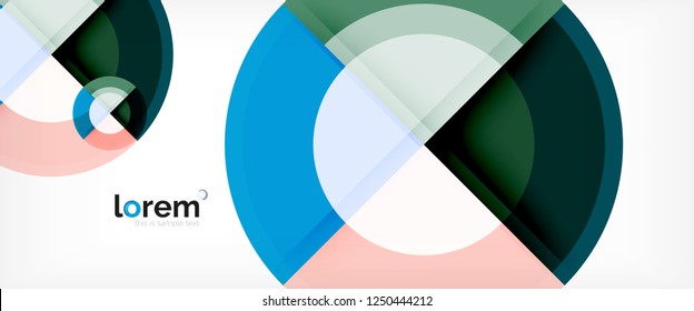 Circulos geométricos modernos fondo abstracto, formas redondeadas coloridas con efectos de sombra, ilustración vectorial