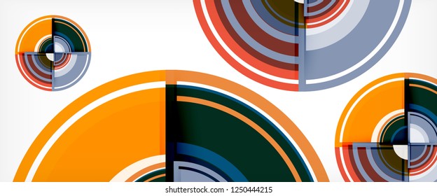 Modern geometric circles abstract background, colorful round shapes with shadow effects, vector illustration