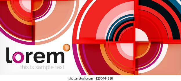 Modern geometric circles abstract background, colorful round shapes with shadow effects, vector illustration