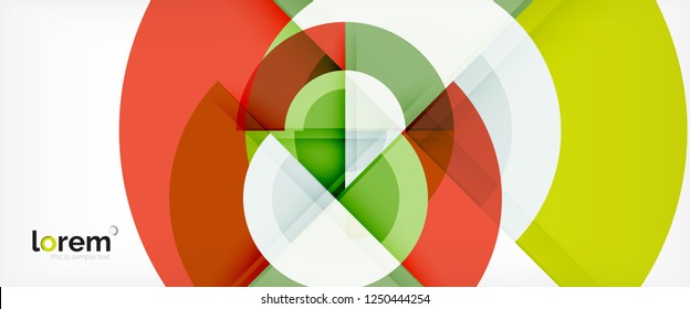 Modern geometric circles abstract background, colorful round shapes with shadow effects, vector illustration