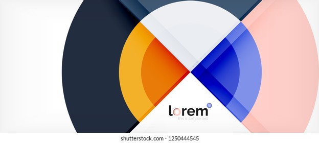 Modern geometric circles abstract background, colorful round shapes with shadow effects, vector illustration