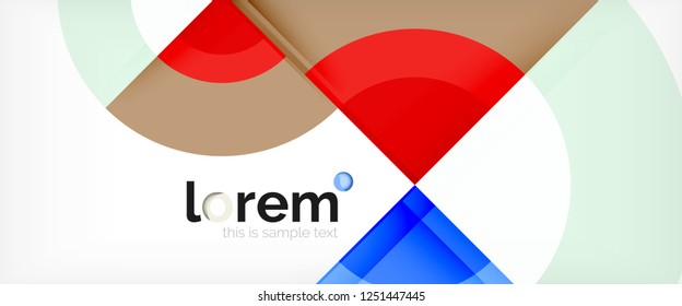 Modern geometric circles abstract background, colorful round shapes with shadow effects, vector illustration