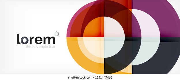 Circulos geométricos modernos fondo abstracto, formas redondeadas coloridas con efectos de sombra, ilustración vectorial