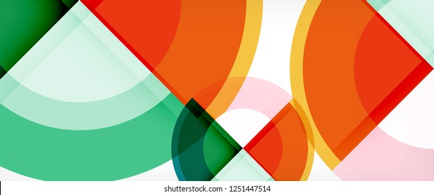 Modern geometric circles abstract background, colorful round shapes with shadow effects, vector illustration