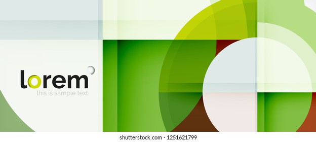 Modern geometric circles abstract background, colorful round shapes with shadow effects, vector illustration