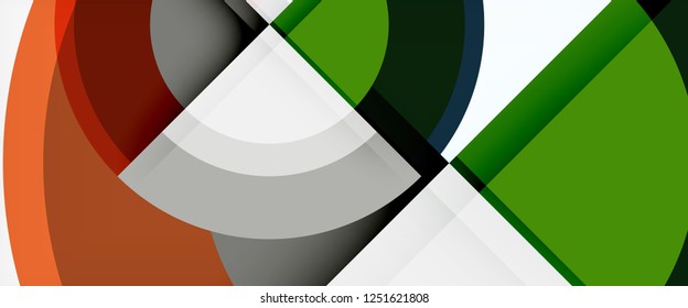 Circulos geométricos modernos fondo abstracto, formas redondeadas coloridas con efectos de sombra, ilustración vectorial