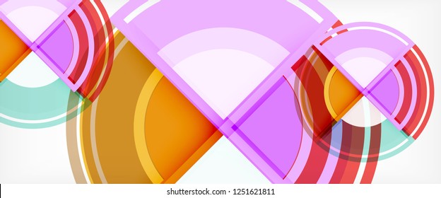 Modern geometric circles abstract background, colorful round shapes with shadow effects, vector illustration