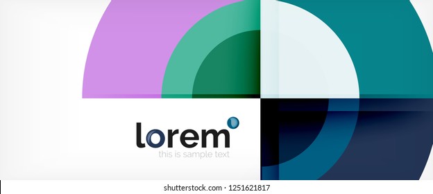 Modern geometric circles abstract background, colorful round shapes with shadow effects, vector illustration