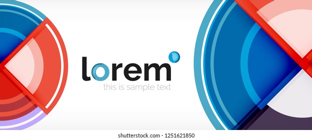 Modern geometric circles abstract background, colorful round shapes with shadow effects, vector illustration