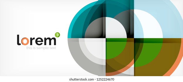 Modern geometric circles abstract background, colorful round shapes with shadow effects, vector illustration