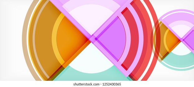 Circulos geométricos modernos fondo abstracto, formas redondeadas coloridas con efectos de sombra, ilustración vectorial