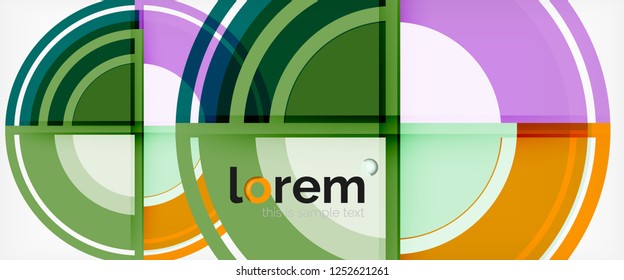 Modern geometric circles abstract background, colorful round shapes with shadow effects, vector illustration