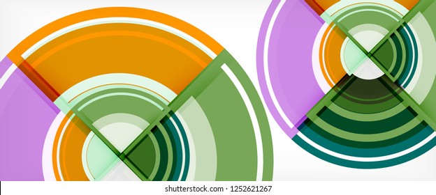 Modern geometric circles abstract background, colorful round shapes with shadow effects, vector illustration