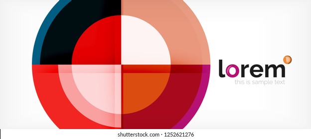 Modern geometric circles abstract background, colorful round shapes with shadow effects, vector illustration