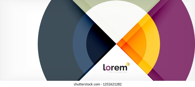 Modern geometric circles abstract background, colorful round shapes with shadow effects, vector illustration