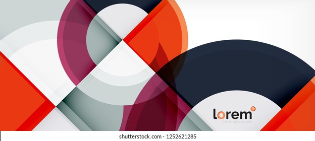 Modern geometric circles abstract background, colorful round shapes with shadow effects, vector illustration