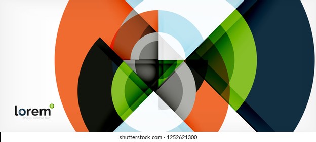 Modern geometric circles abstract background, colorful round shapes with shadow effects, vector illustration