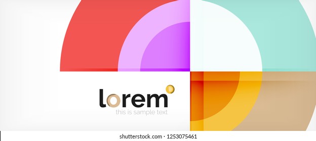 Modern geometric circles abstract background, colorful round shapes with shadow effects, vector illustration
