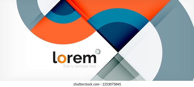 Modern geometric circles abstract background, colorful round shapes with shadow effects, vector illustration