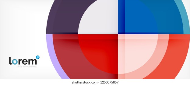 Circulos geométricos modernos fondo abstracto, formas redondeadas coloridas con efectos de sombra, ilustración vectorial