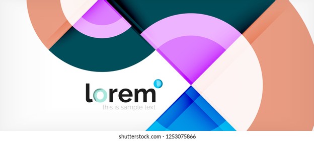 Modern geometric circles abstract background, colorful round shapes with shadow effects, vector illustration