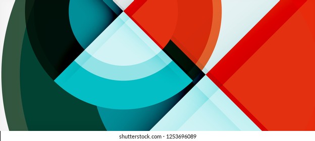 Modern geometric circles abstract background, colorful round shapes with shadow effects, vector illustration