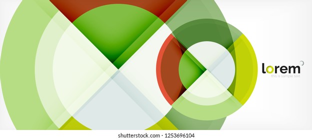 Modern geometric circles abstract background, colorful round shapes with shadow effects, vector illustration