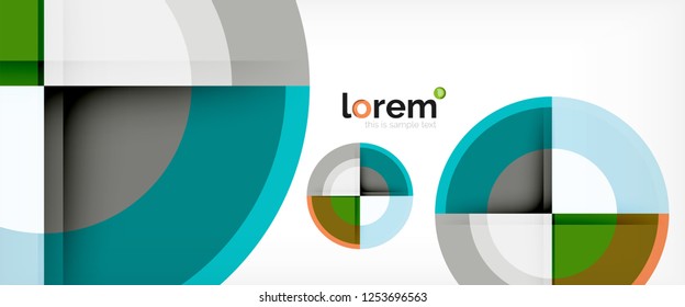 Modern geometric circles abstract background, colorful round shapes with shadow effects, vector illustration