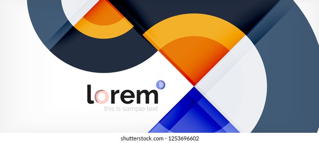 Moderne geometrische Kreise, abstrakter Hintergrund, bunte runde Formen mit Schatteneffekten, Vektorgrafik