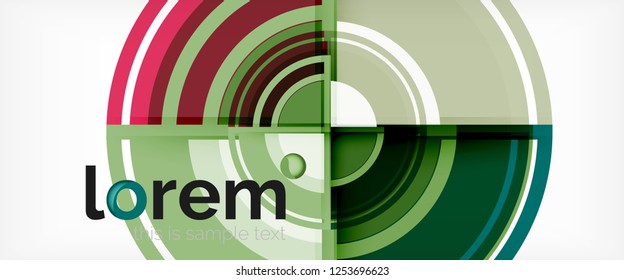Modern geometric circles abstract background, colorful round shapes with shadow effects, vector illustration