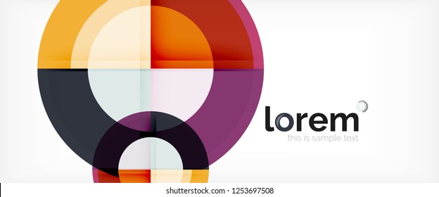 Circulos geométricos modernos fondo abstracto, formas redondeadas coloridas con efectos de sombra, ilustración vectorial