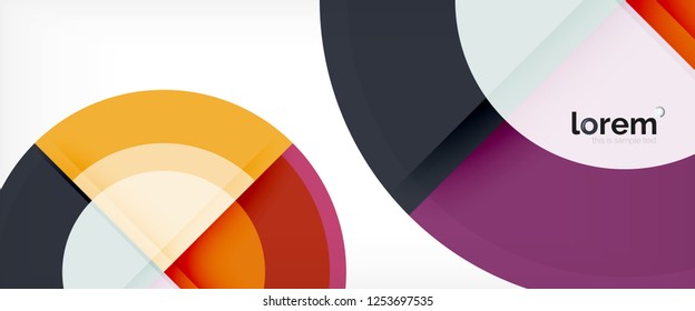 Modern geometric circles abstract background, colorful round shapes with shadow effects, vector illustration