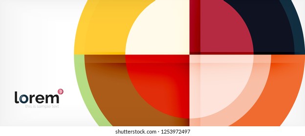 Modern geometric circles abstract background, colorful round shapes with shadow effects, vector illustration