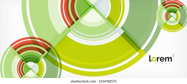 Modern geometric circles abstract background, colorful round shapes with shadow effects, vector illustration
