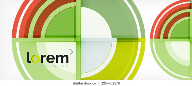 Modern geometric circles abstract background, colorful round shapes with shadow effects, vector illustration