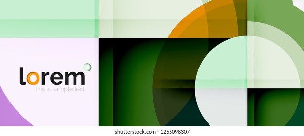 Modern geometric circles abstract background, colorful round shapes with shadow effects, vector illustration