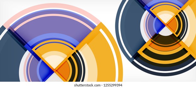 Modern geometric circles abstract background, colorful round shapes with shadow effects, vector illustration